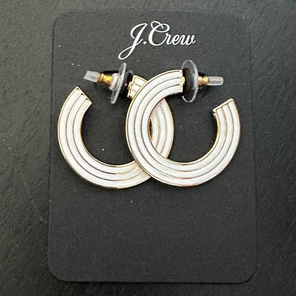 Small-striped enamel flat hoop earrings